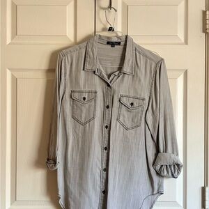 Velvet heart Brand womens Light Gray Casual Button-Down Shirt
